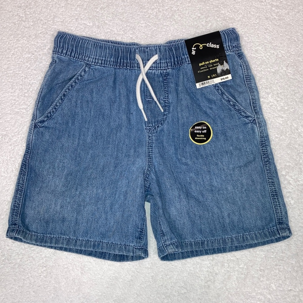 NWT art class pull on shorts denim look elastic waist medium 8